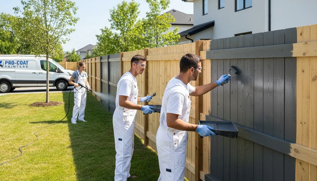 Professional fence painting in Palm Springs, CA showcasing durable UV-resistant desert coatings