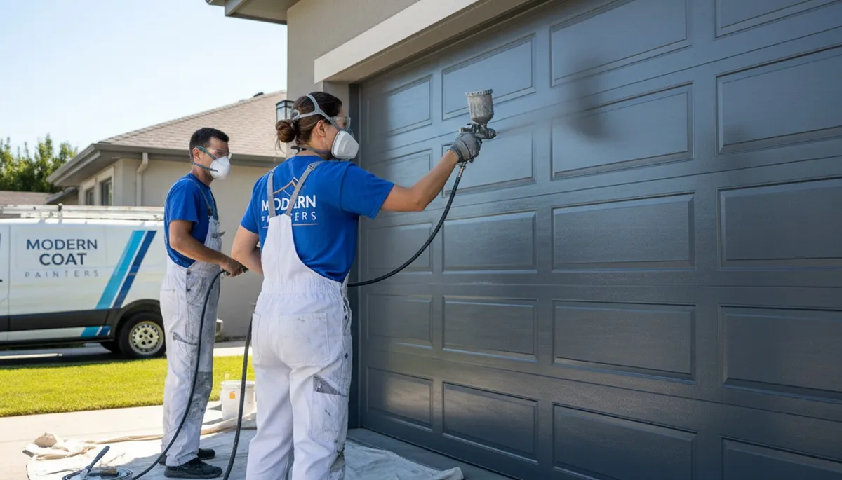 Professional garage door painting in Palm Springs CA for sun-resistant curb appeal restoration