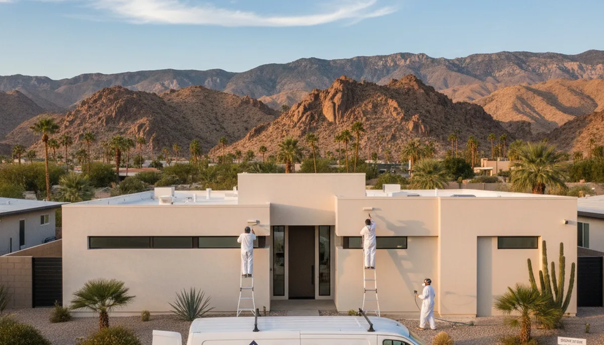Professional house painters improving home exterior in Palm Springs, CA