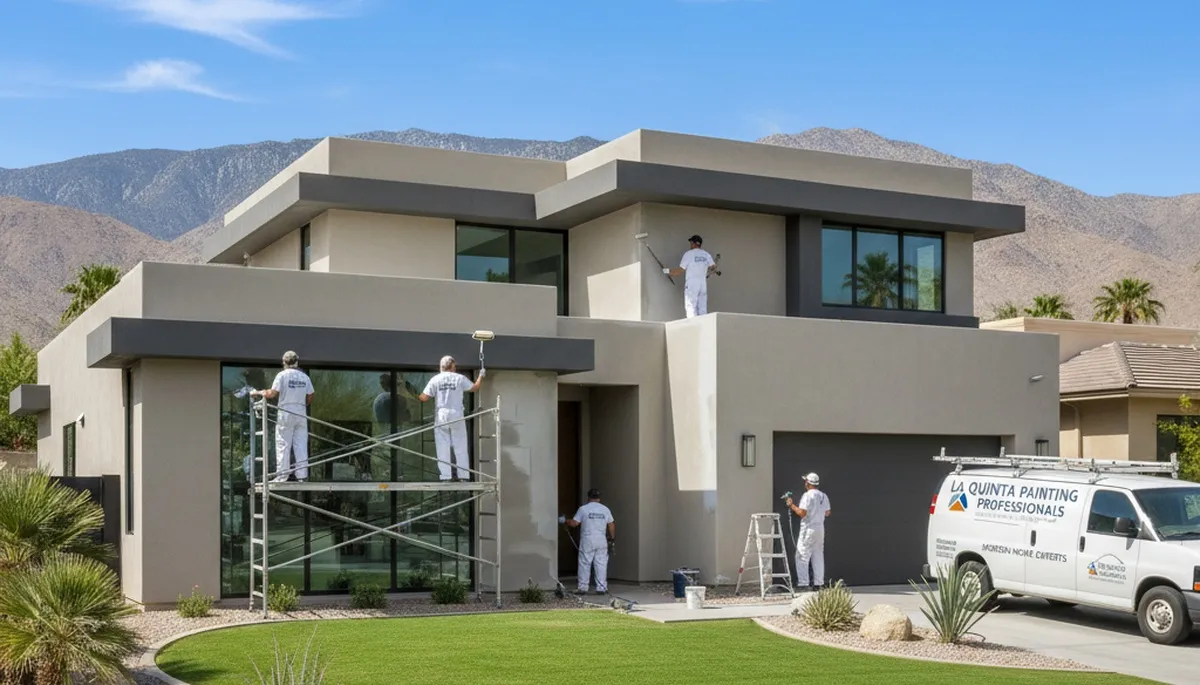 Palm Springs, CA house painters preparing exterior home painting services