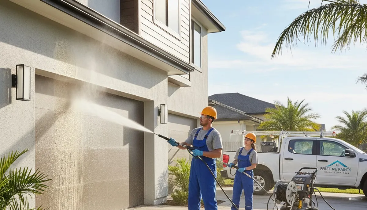 Professional pressure cleaning for desert homes in Palm Springs, CA by Desert Surface Experts