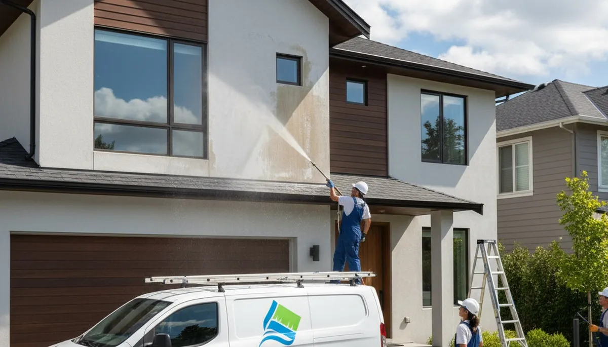 Professional pressure cleaning for desert homes in Palm Springs, CA by Desert Surface Experts