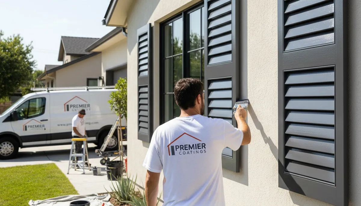 Professional shutter painting and refinishing in Palm Springs, CA restoring UV protection and color