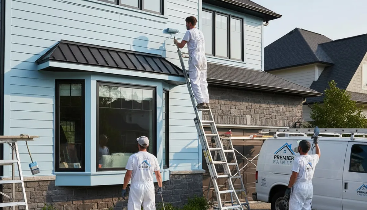 Professional siding painting on a Palm Springs, CA home with UV-resistant desert coatings